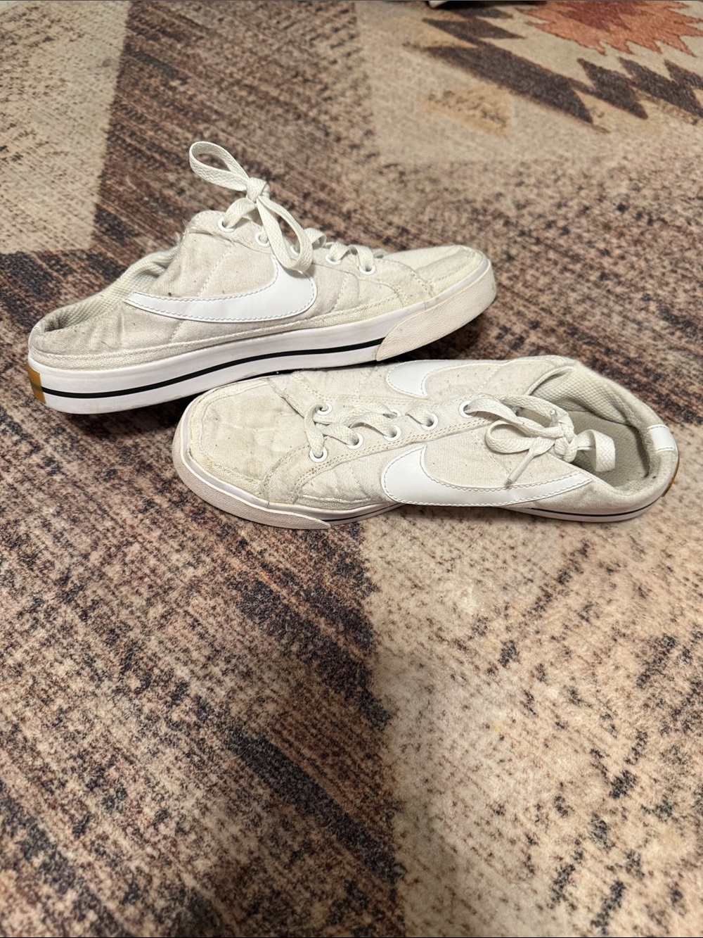 Nike Women’s Off-White Quilted Lace-Up Slip-On Sneakers